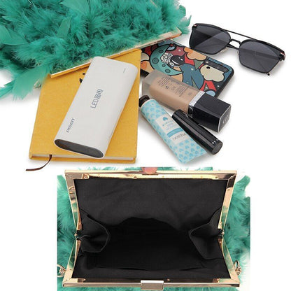 Luxury Real Feather Purse Handbag Clutch Shoulder Bags Pearl Chain 20*5*18 CM
