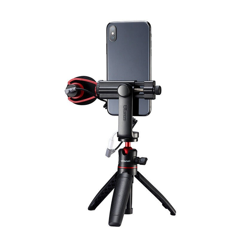 360° Adjustable 55-100mm Width Phone Stand Clip Holder With 1/4 Screw Cold Shoe