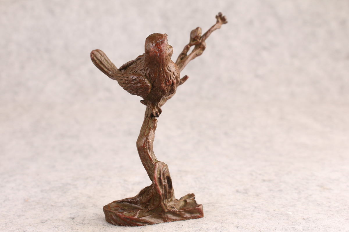 10cm H Lucky bird on club Collection chinese bronze home decor decoration