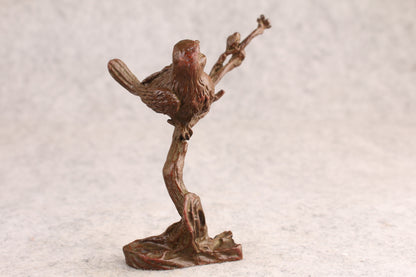10cm H Lucky bird on club Collection chinese bronze home decor decoration