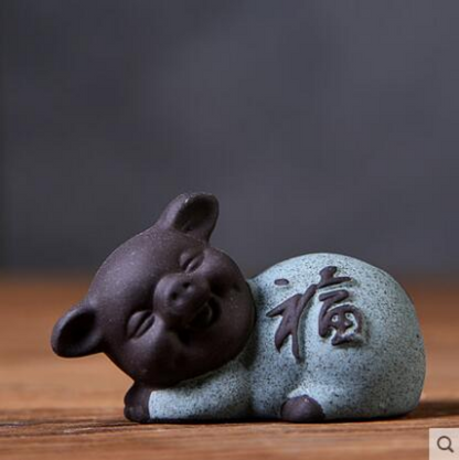 1.7" Geyao Tea Pet Decorations Zisha Five-blessing Pig Decoration Tea Table Tea