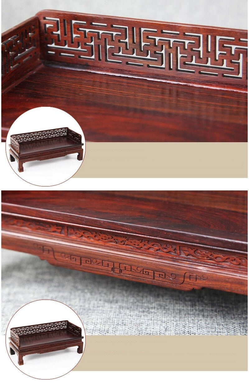 Rosewood Carved Rack Buddha Statue Craft Collection Display Wooden Base Holder