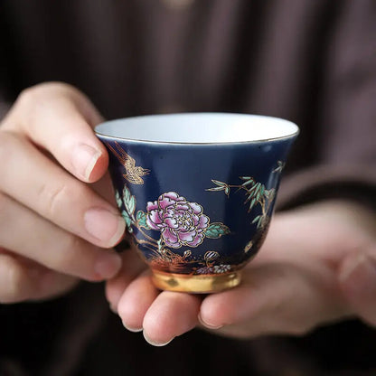 Ceramic Tea Cup Outline in Gold Teacup Chinese Personality for Friends