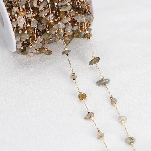Irregular Glass Stone Beads Chains Necklace Bracelet For DIY Jewelry Making 1m