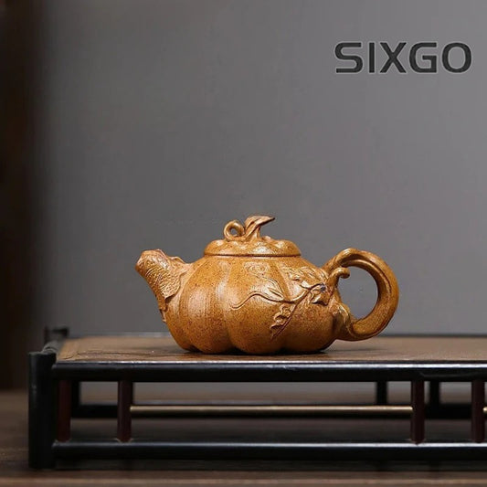 130ml Chinese Yixing Purple Clay Teapot Pumpkin Pot Home Kung Fu Tea Set Teapot