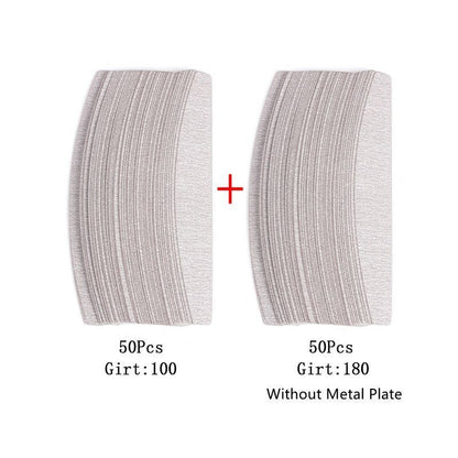 Nail Files 50-100Pcs Gray Removable Pads Metal Handle Replacement Sandpaper Tool