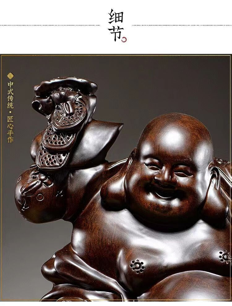 chinese black sandalwood wood carving Maitreya buddha Home Decoration