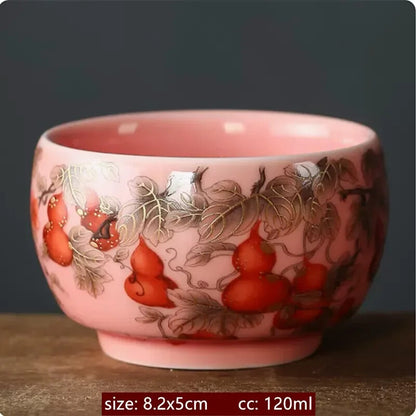 120ml Enamelled Pattern Handmade Porcelain Teacup Ceramic Tea Bowl Master Cup