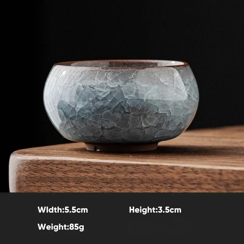 1pcs Ice Crackle Style Ceramic Tea Cup Vintage Celadon Teacup Household