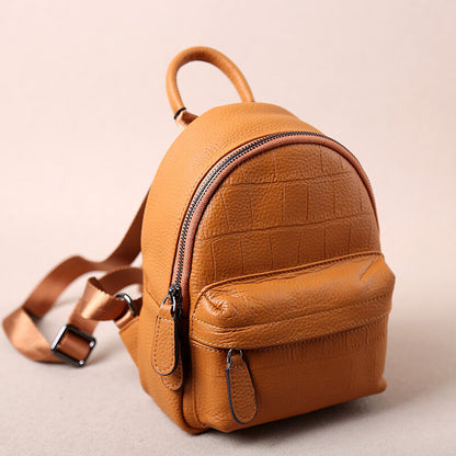 Croc Embossed Real Leather Backpack Rucksack Daypack Purse Cute bag Travel Purse