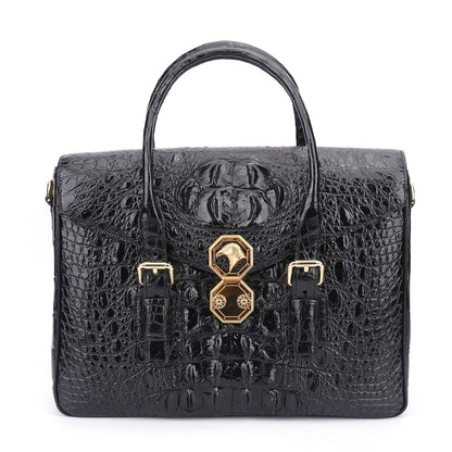 Crocodile Alligator Skin Men's Business Briefcase, Desinger Eagle Head Handbags