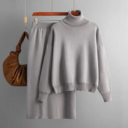 Women Turtleneck Skirt Suit Sweater Long Skirt 2 Piece Set Women Outifits Winter