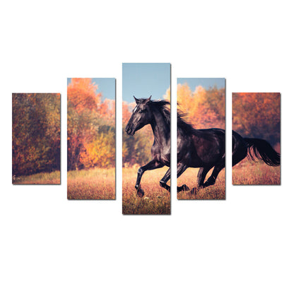 Animal Running Horse Landscape 5 Pieces Canvas Print Wall Art Picture Home Decor