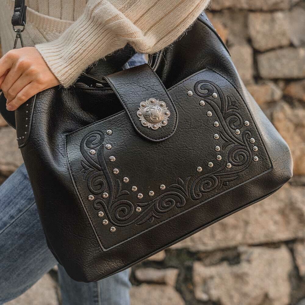 Celela Designer Handbag Women Handbag Bag Embroidered Pattern Studs Hobo Purse