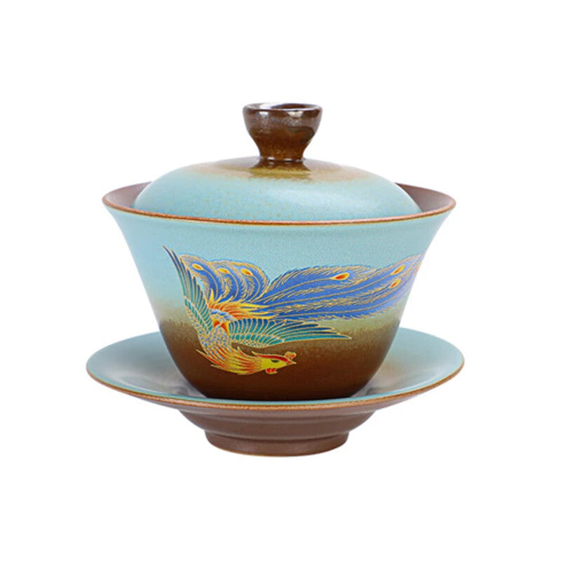1pc Jingdezhen Ceramic Imitation Wood-fired Gaiwan Kungfu Tea Set Tea Bowl Cup