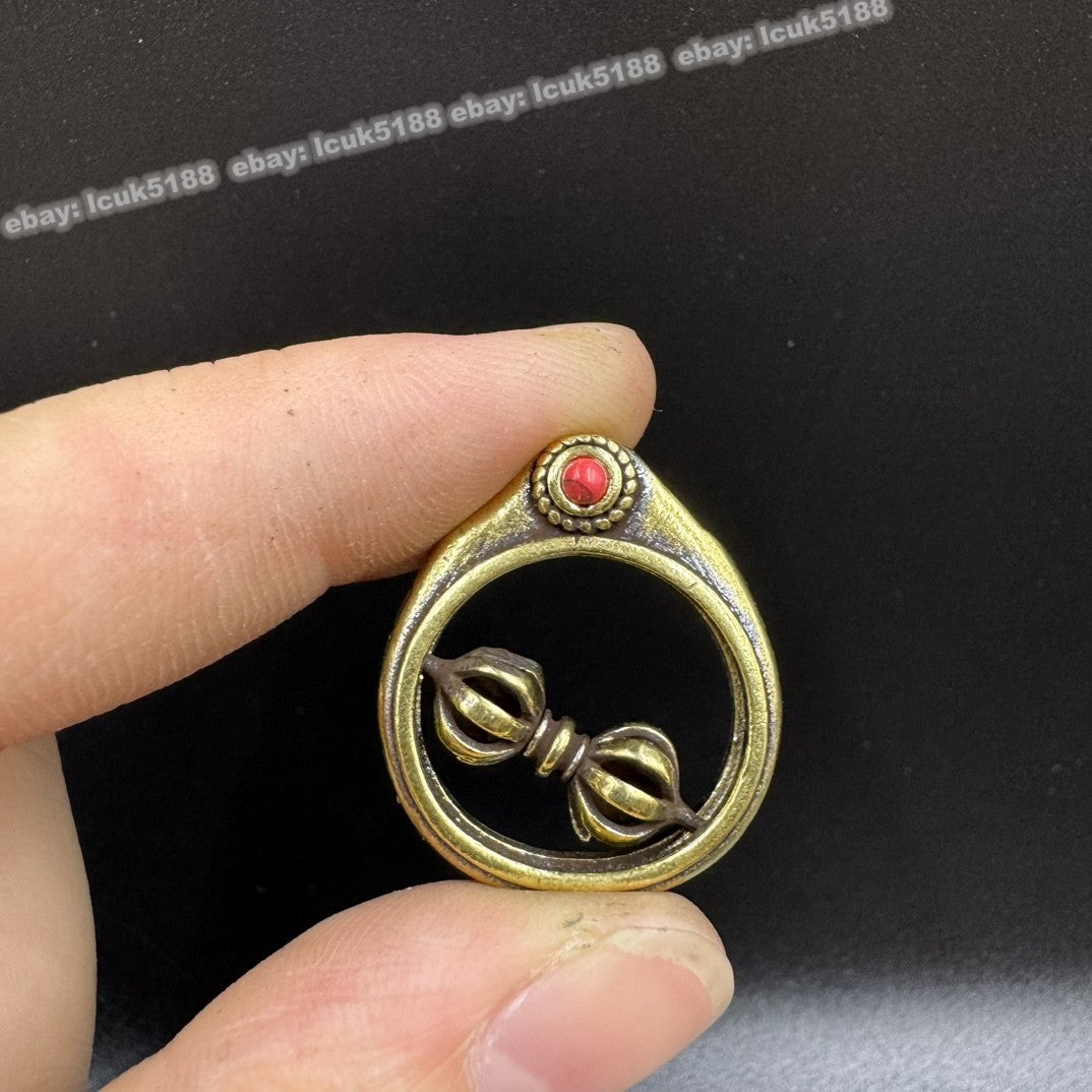 Vajra Pendant Rotating Ring Brass Buddhist Amulet Ritual Tool Decoration