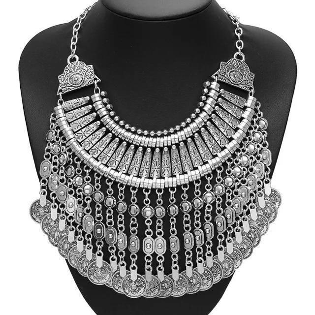Bohemian Necklace Vintage Choker Ethnic Statement Large Collar Pendant Gypsy