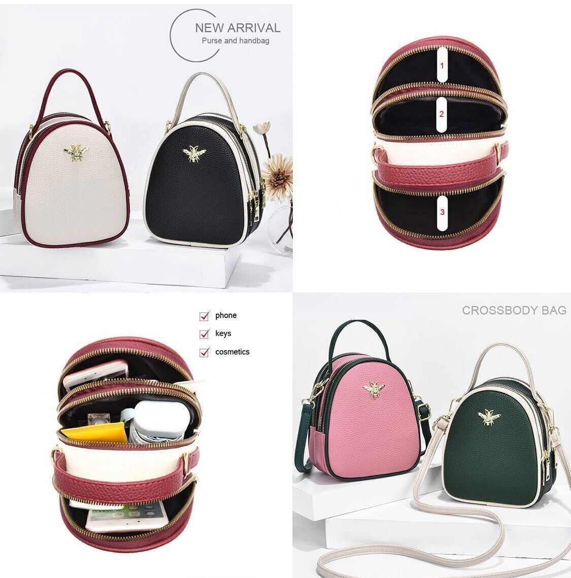 Women Shell Handbag Shoulder Crossbody Bag Ladies PU Satchel Quilted Purse Tote