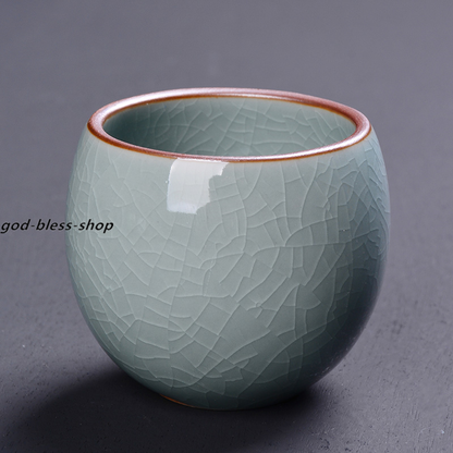 Crackle Glaze Porcelain Tea Cup 80ml Chinese Kungfu Tea Cup Ceramic Geyao Cups