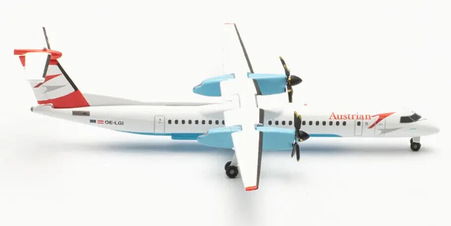 1:500 Herpa Austrian Bombardier Dash 8 Q400 Passenger Airplane Diecast Model