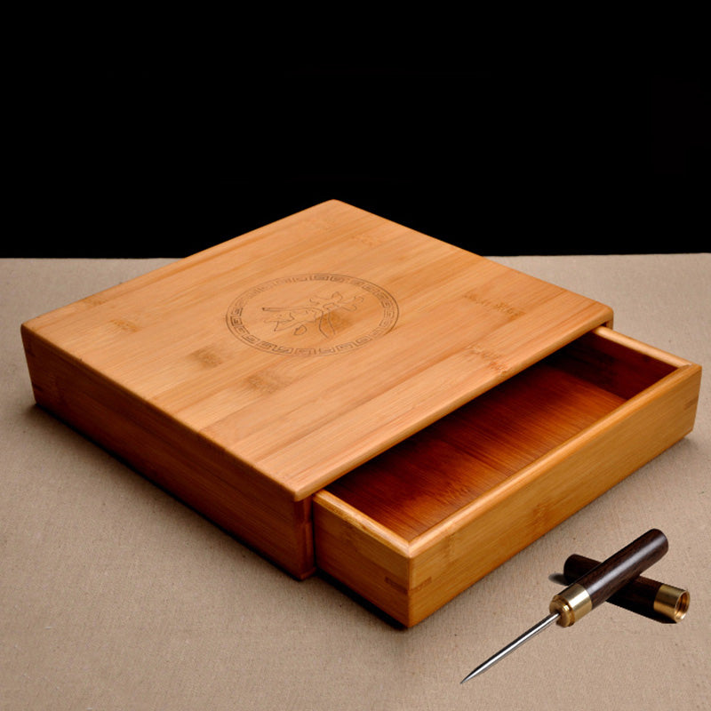 Bamboo Box For Pu'er Tea Storage Box For Pu'er Tea Cake Tea Drawer One/Two Layer
