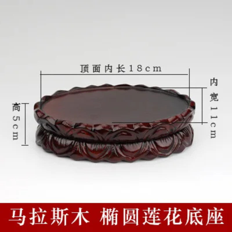 Guanyin Maitreya Lotus Oval Buddha Statue Vase Bonsai Home Decor Solid Wood Base
