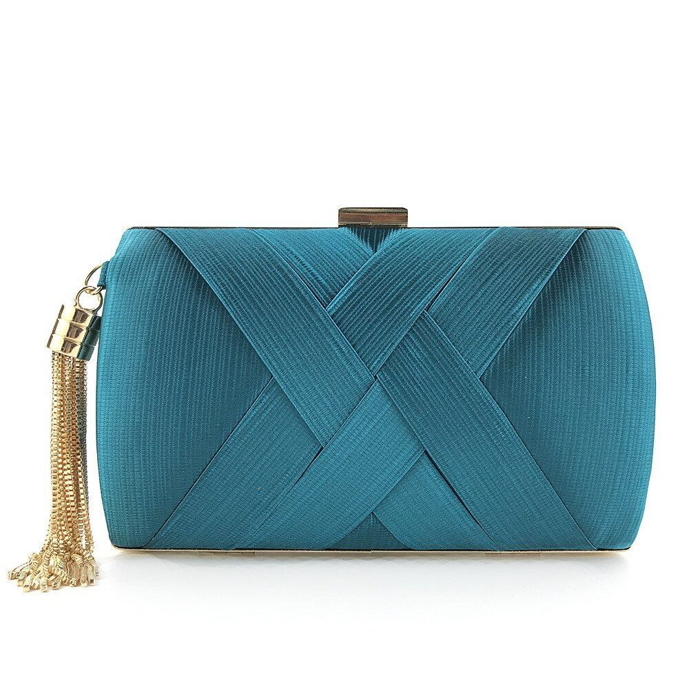 Wallet Stylish Multi-Color Bag Evening Golden Tassel Wedding Clutch Silk Handbag