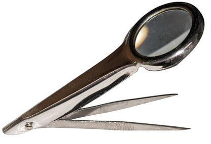 SE 4.5x Magnifier with Collapsible Tweezers, 1" Diameter Glass, Stainless Steel
