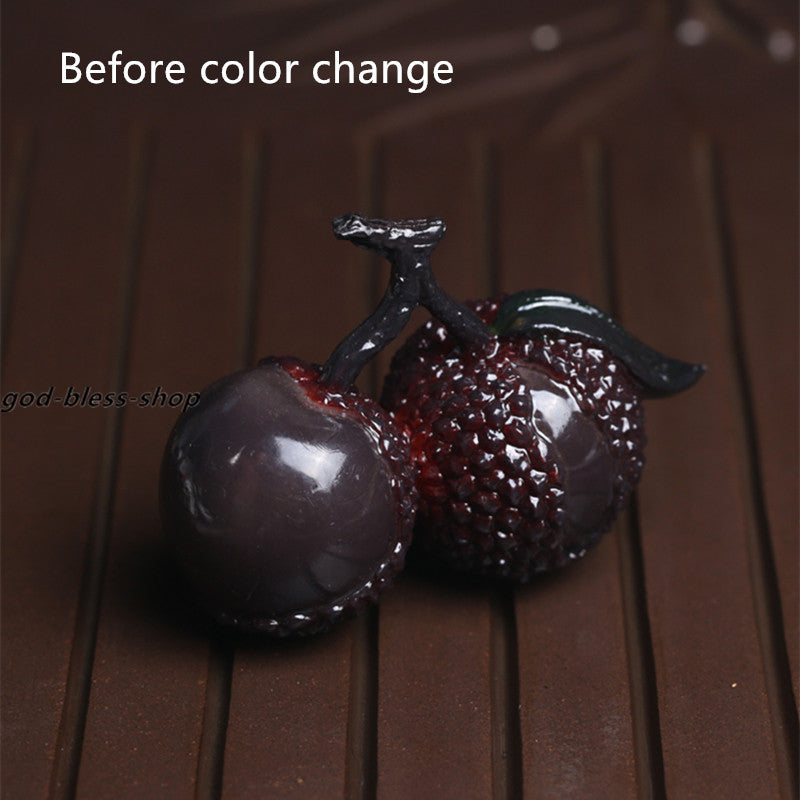 Resin Tea Pet Home Table Decoration Color Change Fruit Litchi Chinensis Leechee