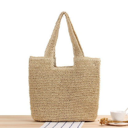Straw Women Shoulder Bags Paper Woven Female Handbags Summer Beach Straw Bags
