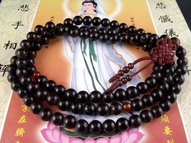 8Mm Tibetan Buddhism 108 Red Dot Star Moon Bodhi Prayer Pearl Mara Necklace -