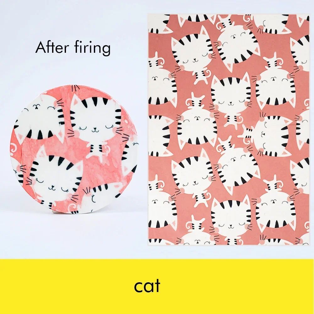 Pottery Clay Underglaze Paper Cartoon Decals DIY Ceramics Color Transfer 49x34cm