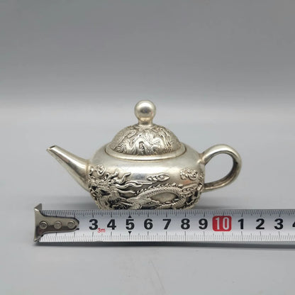 Chinese Antique Copper Teapot Ornaments Dragon and Phoenix Brass Collection