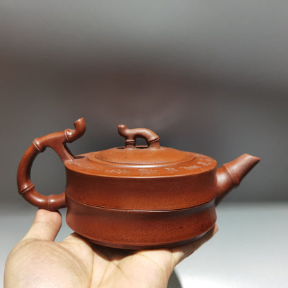 Chinese Yixing Zisha Clay Handmade Exquisite Teapot（像竹套壶 低款：朱可心）