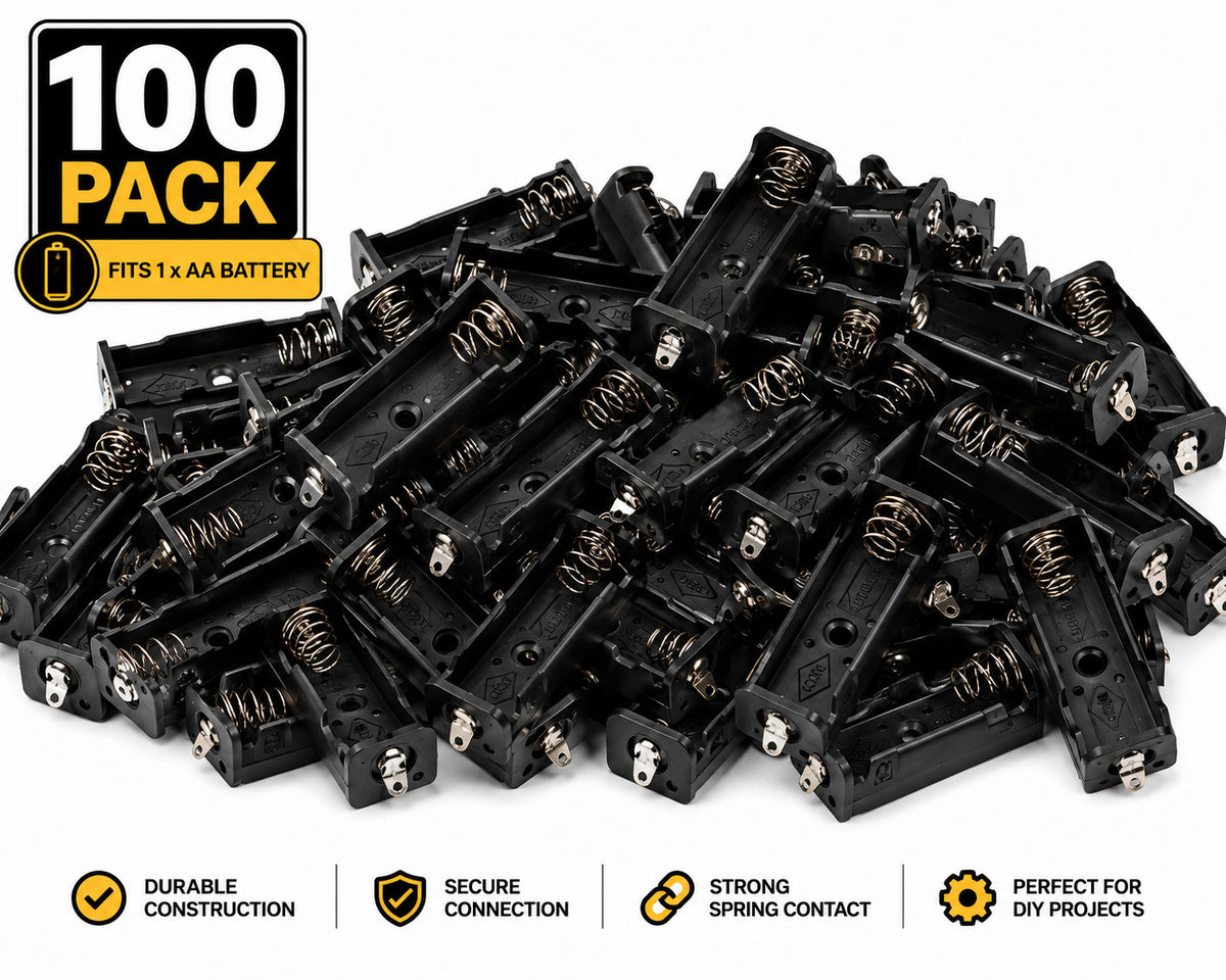 1 "AA" Plastic Battery Holder with Solder Lugs - 100 Pack