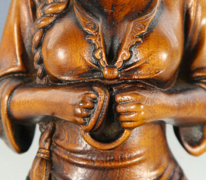 Rare Chinese Exquisite Handmade Beauty Carving Boxwood Statue Figure Art Collect