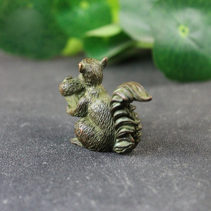 Copper Squirrel Small Figurine Animal Tea Pet Miniature Craft Gift Decoration