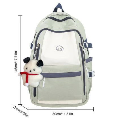 Students School Bags Canvas Backpack Patchwork Women