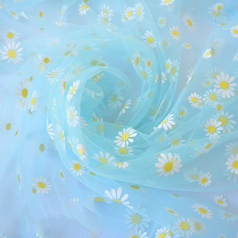 Floral Daisy Gauze Mesh Fabric Transparent Chiffon DIY Sweet Dress Blouse Bags