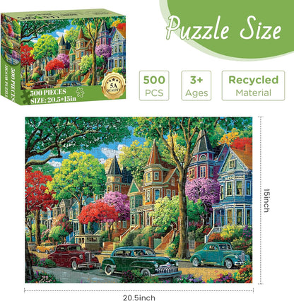 500 Piece Puzzle for Adults,Urban Street Jigsaw Puzzle for Adults Children Elder
