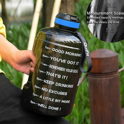Water Bottle 1 Gallon Straw Clear Plastic Drinking Bottles Big GYM Jug Cup BPA