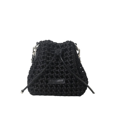 Small Mini Woven Nylon Drawstring Bucket Bag Purse Crossbody Crossbody Handbag