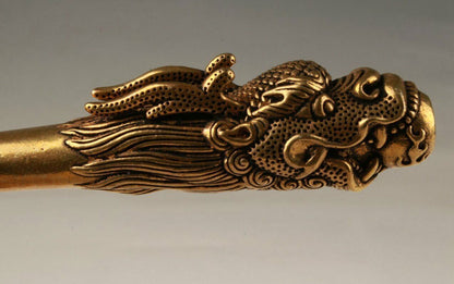 COLLECTION BRASS HAND-CARVED DRAGON STATUE OLD SMOKING TOOL Statues
