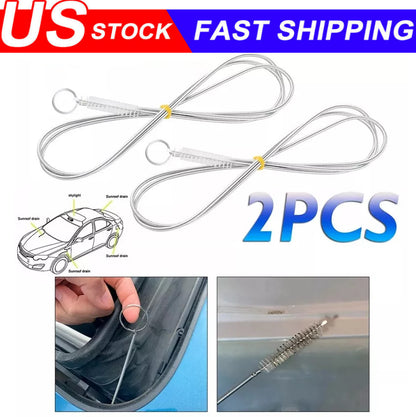 2x Refrigerator Scrub Brush Flexible Cleaner Hole Car Sunroof Drain Clog Remover