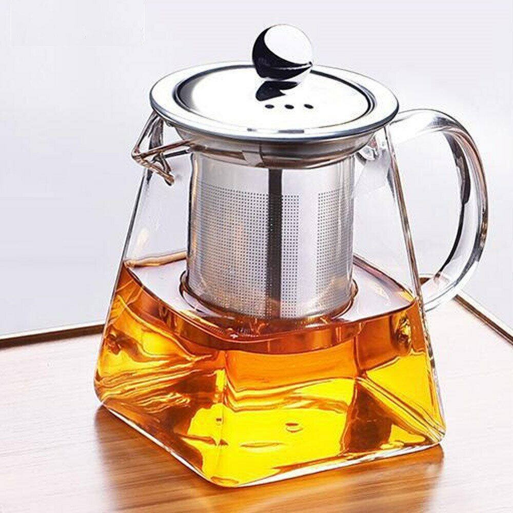 Glass Teapot Tea Set Drinkware Ice Water Tea Coffee Infuser Strainer With Lid