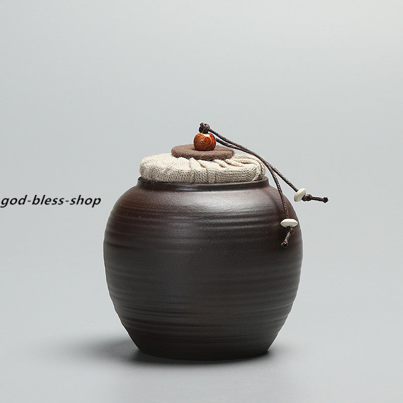 Pottery Tea Caddy Small Size Holder For Tea Chinese Ceramic Tea Canister New