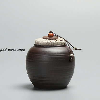 Pottery Tea Caddy Small Size Holder For Tea Chinese Ceramic Tea Canister New