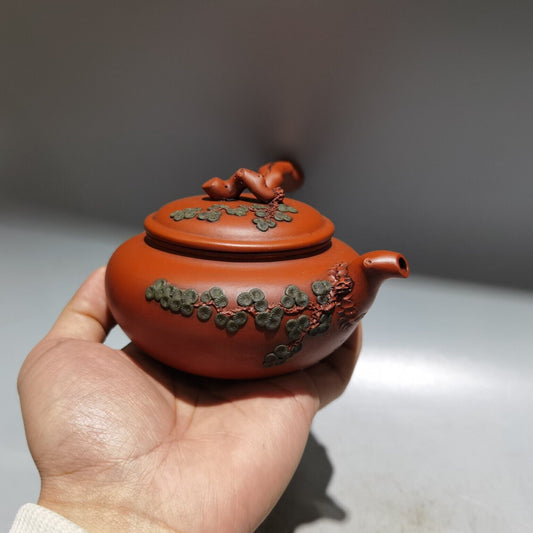 Chinese Yixing Zisha Clay Handmade Exquisite flower pattern Teapot 品名：唐宇 底款：蒋蓉