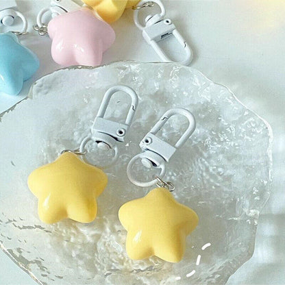 1Pc Cute Star Keychains Headphone Cover Keyring Cartoon Charm Bag Pendants Charm