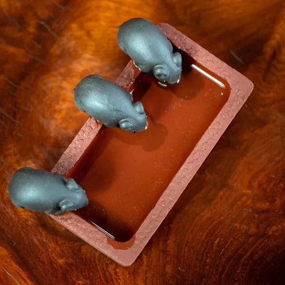Three Mouse Purple Sands Tea Pet 10cm 4in Animal Sculpture Tea Tray Decor